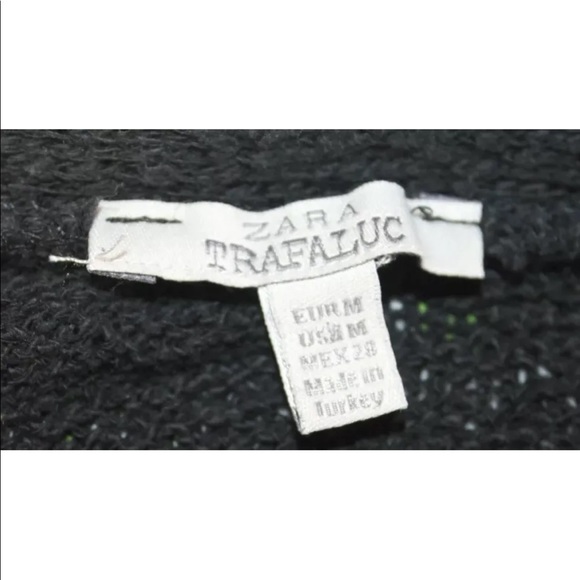 Zara Trafaluc Women Cable Knit Balck Sweater Blouse Long Sleeve Medium Cotton - Picture 6 of 6